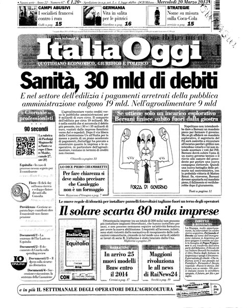 Italia oggi : quotidiano di economia finanza e politica